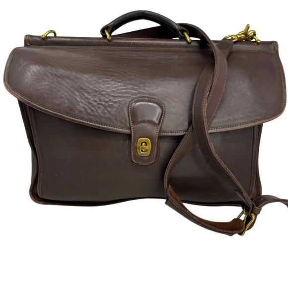 VINTAGE Coach 5266 Beekman Brown Leather Briefcase Bag - Brass Hardware - Picture 1 of 15